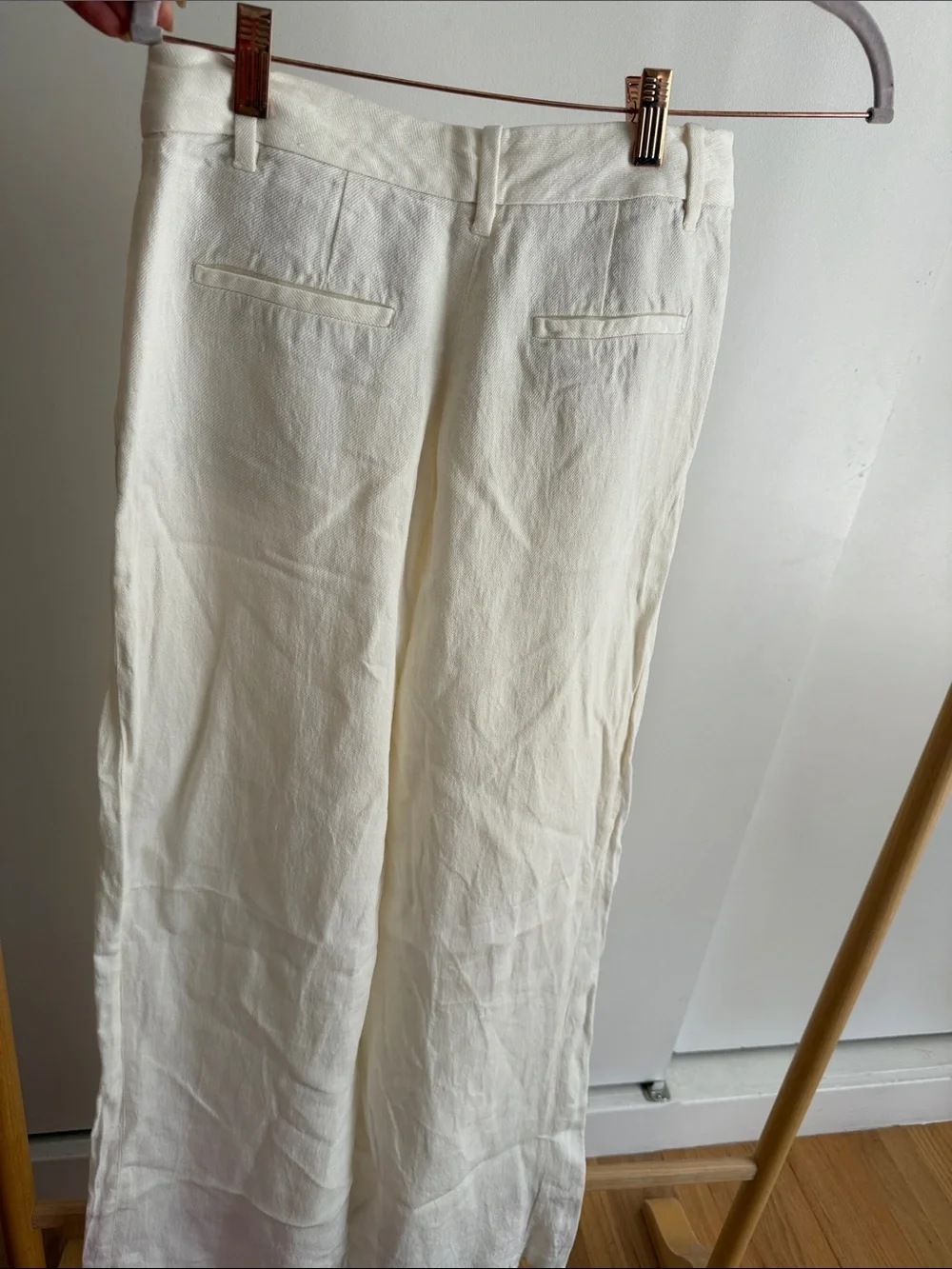 ZARA Off-White Linen-Blend Chinos